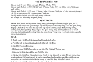 Quyết định 224/2003/QĐ-TTg thành lập Hội đồng Giáo dục quốc phòng