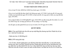 Quyết định 558/QĐ.UB năm 2003 thu tiền san tạo mặt bằng khu thương mại Kim Thành