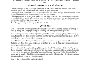 Quyết định 6115/QĐ-BGD&ĐT-TCCB lập Trung tâm Tin học