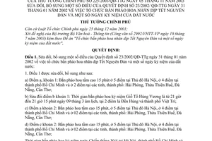 Quyết định 225/2003/QĐ-TTg tổ chức bắn pháo hoa nhân dịp tết Nguyên Đán ngày kỷ niệm đất nước