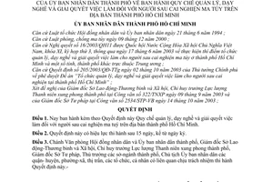 Quyết định 246/2003/QĐ-UB Quy chế quản lý, dạy nghề giải quyết việc làm đối với người sau cai nghiện ma túy trên địa bàn thành phố Hồ Chí Minh