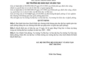 Quyết định 51/2003/QĐ-BGDĐT chương trình khung giáo dục đại học ngành giáo dục quốc phòng ghép môn