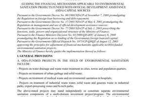 Circular No. 108/2003/TT-BTC of November 7, 2003 guiding the financial mechanisms applicable to environmental sanitation projects funded with official development assistance (ODA) capital sources