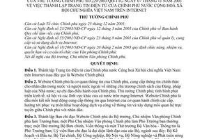 Quyết định 229/2003/QĐ-TTg lập Trang tin điện tử Chính phủ Việt Nam trên Internet
