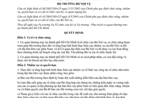 Quyết định số 75/2003/QĐ-BNV Cơ quan thường trực tại thành phố Hồ Chí Minh