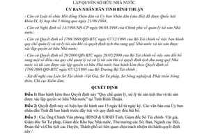 Quyết định 77/2003/QĐ-UBBT xử lý tài sản tịch thu xác lập quyền sở hữu Nhà nước Bình Thuận