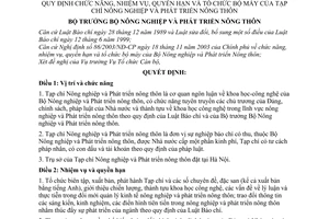 Quyết định 121/2003/QĐ-BNN chức năng, nhiệm vụ, quyền hạn tổ chức bộ máy Tạp chí Nông nghiệp và Phát triển nông thôn