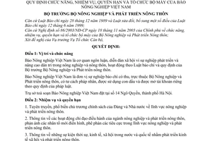 Quyết định 120/2003/QĐ-BNNchức năng, nhiệm vụ, quyền hạn tổ chức bộ máy Báo Nông nghiệp Việt Nam