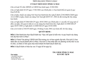 Quyết định 75/2003/QĐ-UB quản lý kiến trúc quy hoạch xây dựng Cà Mau