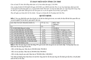 Quyết định 67/2003/QĐ-UB mức thu chi phí định giá tài sản đo đạc đất đai Toà án thụ lý Cần Thơ