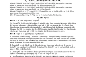 Quyết định 249/2003/QĐ-UBDT  chức năng, nhiệm vụ  cơ cấu tổ chức Vụ Pháp chế