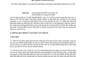 Quy định 1228/THPT tiếp nhận và chuyển trường cho học sinh phổ thông