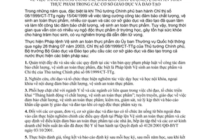 Chỉ thị 53/2003/CT-BGDĐT tăng cường công tác đảm bảo chất lượng vệ sinh an toàn thực phẩm cơ sở giáo dục đào tạo