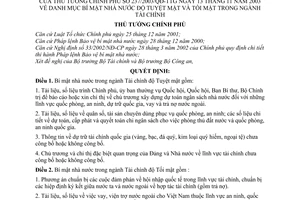 Quyết định 237/2003/QĐ-TTg danh mục bí mật nhà nước độ Tuyệt Tối mật trong ngành tài chính