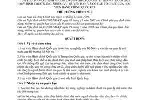 Quyết định 234/2003/QĐ-TTg chức năng, nhiệm vụ, quyền hạn cơ cấu tổ chức Học viện Hành chính quốc gia