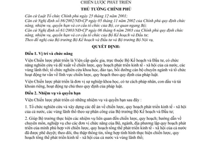 Quyết định 232/2003/QĐ-TTg chức năng, nhiệm vụ, quyền hạn cơ cấu tổ chức của Viện Chiến lược phát triển