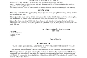 Quyết định 2299/2003/QĐ-UB trách nhiệm quản lý nhà nước trong lĩnh vực thanh tra trên địa bàn tỉnh An Giang