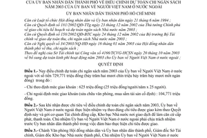 Quyết định 253/2003/QĐ-UB điều chỉnh dự toán chi ngân sách năm 2003 của Ủy ban Người Việt Nam ở nước ngoài