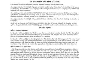 Quyết định 69/2003/QĐ-UB chức năng nhiệm vụ cơ cấu tổ chức Sở Khoa học Công nghệ Cần Thơ