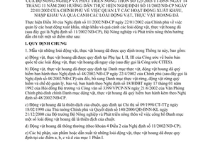 Thông tư 123/2003/TT-BNN quản lý các hoạt động xuất khẩu, nhập khẩu và quá cảnh các loài động vật, thực vật hoang dã