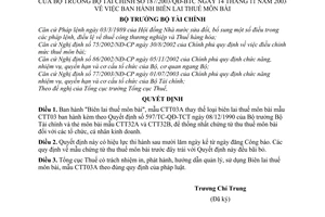 Quyết định 187/2003/QĐ-BTC Biên lai thuế môn bài