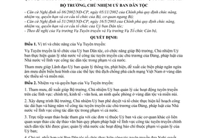 Quyết định 258/2003/QĐ-UBDT chức năng, nhiệm vụ cơ cấu tổ chức Vụ Tuyên truyền