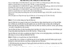 Quyết định 261/2003/QĐ-UBDT chức năng, nhiệm vụ cơ cấu tổ chức tạp chí dân tộc