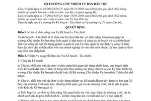 Quyết định 259/2003/QĐ-UBDT chức năng, nhiệm vụ cơ cấu tổ chức Vụ Kế hoạch - Tài chính