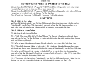 Quyết định 1919/2003/QĐ-UBTDTT chức năng nhiệm vụ quyền hạn và cơ cấu tổ chức Vụ Pháp chế