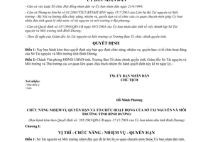 Quyết định 265/2003/QĐ-UBND bản quy định chức năng nhiệm vụ quyền hạn