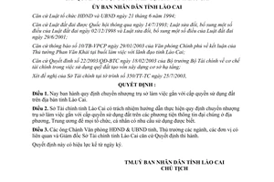 Quyết định 582/QĐ-UB 2003 chuyển nhượng trụ sở làm việc gắn cấp quyền sử dụng đất Lào Cai