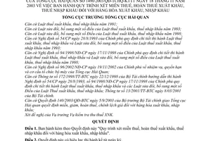 Quyết định 1490/2003/QĐ-TCHQ-KTTT Quy trình xét miễn thuế, hoàn thuế xuất nhập khẩu đối với hàng hoá xuất nhập khẩu