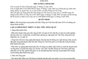 Quyết định 1287/2003/QĐ-TTg Quy hoạch phát triển Đài Tiếng nói Việt Nam đến năm 2010