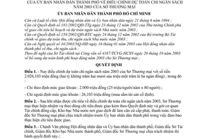 Quyết định 273/2003/QĐ-UB điều chỉnh dự toán chi ngân sách năm 2003 Sở Thương mại