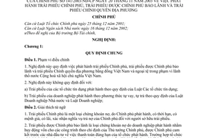 Nghị định 141/2003/NĐ-CP phát hành trái phiếu Chính phủ,bảo lãnh chính quyền địa phương