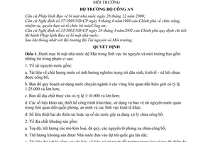 Quyết định 919/2003/QĐ-BCA(A11) danh mục bí mật nhà nước độ Mật trong lĩnh vực tài nguyên và môi trường