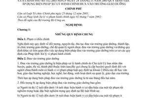 Nghị định 142/2003/NĐ-CP áp dụng biện pháp xử lý hành chính đưa vào trường giáo dưỡng
