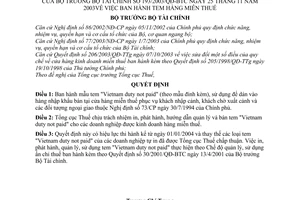 Quyết định 193/2003/QĐ-BTC tem hàng miễn thuế