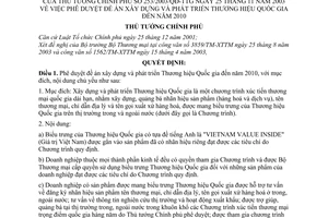 Quyết định 253/2003/QĐ-TTg  đề án xây dựng phát triển Thương hiệu quốc gia đến năm 2010