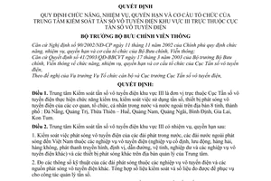 Quyết định 183/2003/QĐ-BBCVT chức năng, nhiệm vụ, quyền hạn cơ cấu tổ chức trung tâm kiểm soát tấn số vô tuyến điện khu vực III