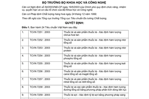 Quyết định 32/2003/QĐ-BKHCN 24 Tiêu chuẩn Việt NamThuốc lá sản phẩm thuốc lá