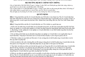 Quyết định 187/2003/QĐ-BBCVT chức năng, nhiệm vụ, quyền hạn  cơ cấu tổ chức trung tâm kiểm soát tấn số vô tuyến điện khu vực 7