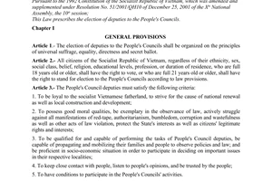 Law No. 12/2003/QH11 on the election of deputies to the People's Councils