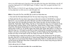 Nghị quyết 22/2003/QH11 chia và điều chỉnh địa giới hành chính tỉnh