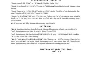 Quyết định 597/2003/QĐ-UB Quy định công tác thi đua - khen thưởng