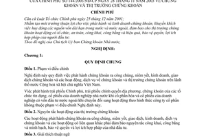 Nghị định 144/2003/NĐ-CP chứng khoán thị trường chứng khoán