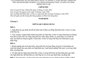 Nghị định 143/2003/NĐ-CP hướng dẫn Pháp lệnh khai thác bảo vệ công trình thuỷ lợi