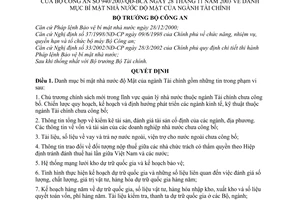 Quyết định 940/2003/QĐ-BCA(A11) Danh mục bí mật Nhà nước độ Mật của ngành tài chính