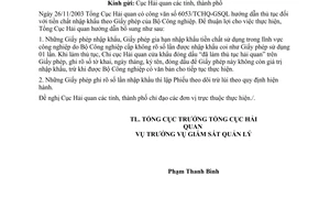 Công văn 6184/TCHQ-GSQL thủ tục nhập khẩu tiền chất