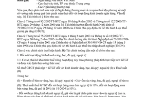 Công văn 12962 TC/TCT hướng dẫn vướng mắc trong quyết toán thuế của NHTM